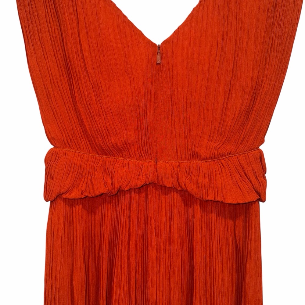 Chloé Orange Midi Dress Pleated Peplum 2 Cocktail Party Wedding Guest NWT 🟡 - Picture 12 of 15
